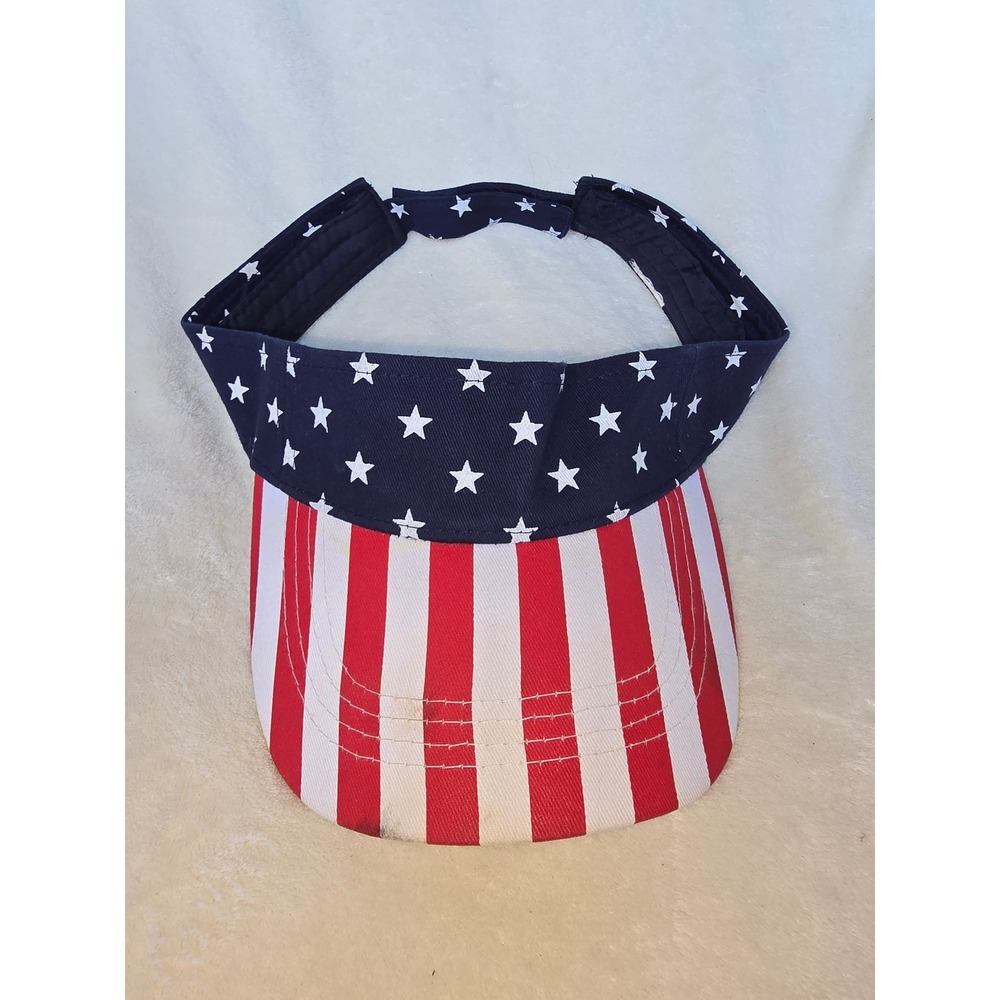 Unbranded American Flag Sun Visor Hat Stars and Stripes Red White Blue Patriotic